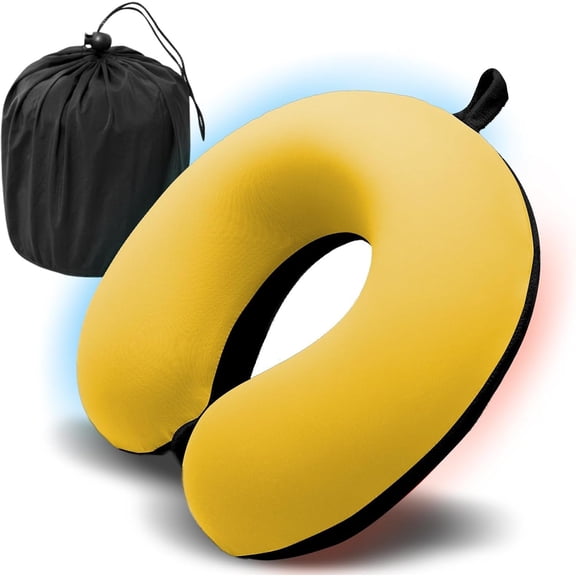 Travel Pillow, Memory Pillow for Traveling, U Shape Airplane Portable Flight Pillow Adult Travel Pillow for Plane Office (Black * Yellow)