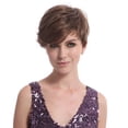 thumbnail image 2 of DOPI Human Hair Wigs For Women Black Color Natural Lace Hair Fashion Women Short Rose Net Full Brown Synthetisch Hiar Wig C, 2 of 5