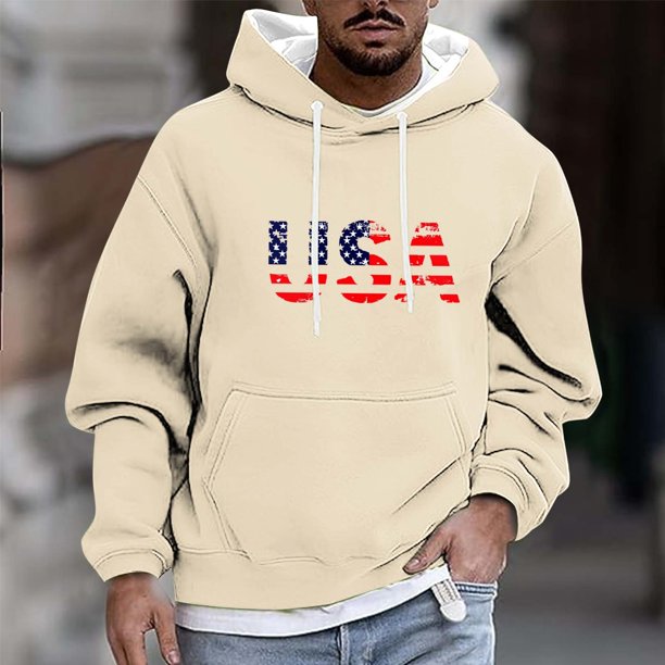 Sudadera con capucha para hombre, informal, a la moda, con estampado, con cordón, de manga larga, de poliéster
