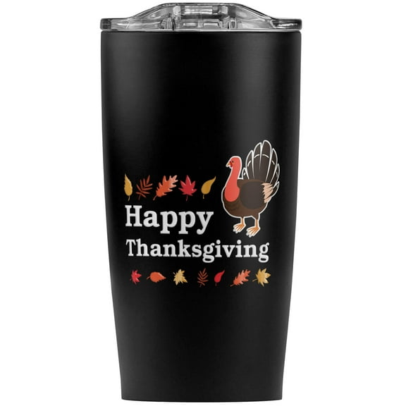 Happy Thanksgiving Turkey Stainless Steel 20 oz Travel Tumbler, Vacuum Insulated & Double Wall with Leakproof Sliding Lid | Great for Coffee/Hot Drinks and Cold Beverages