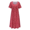 thumbnail image 4 of Ketyyh-chn99 Robes d'Été Femmes Tendance 2024 Grande Taille Robe Soleil Robes pour Femmes Combinaisons Manches à Volants Shorts Robe Mini Rouge,m, 4 of 5