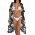 thumbnail image 3 of HELLHERO High Quality Fabrics Long Kimono Swimsuit Cover Up for Summer Loose Free Size Bathing Suit Cover Up Skull Floral, 3 of 6