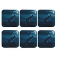 thumbnail image 2 of Fuzoiu Lonely Night Wolf Print Leather Coasters Set,Drink Coasters Set of 6,for Tabletop Protection, Durable PVC Coasters,Home Décor and Housewarming Gift,Square, 2 of 7