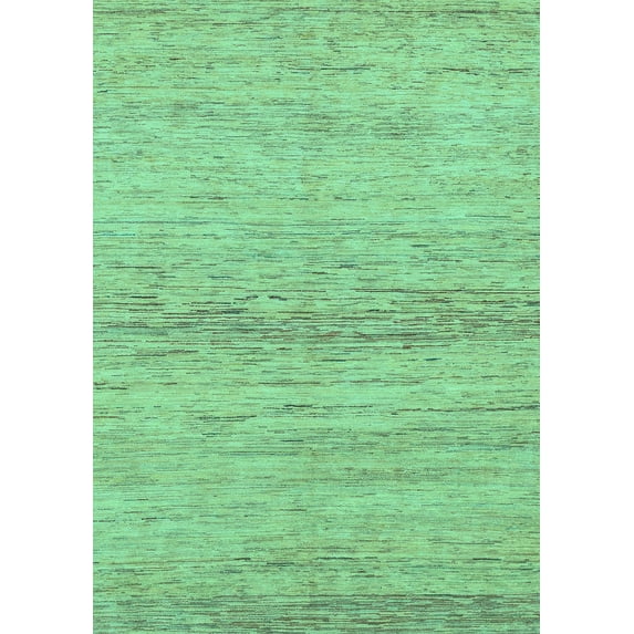 Ahgly Company Machine Washable Indoor Rectangle Abstract Turquoise Blue Modern Area Rugs, 5' x 7'