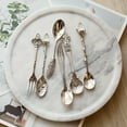 thumbnail image 6 of ZHaobin 6Pcs/Set Vintage European Palace Tableware Set Fruit Cake Fork Coffee Spoon Kitchen Accessories (Yellow copper), 6 of 7