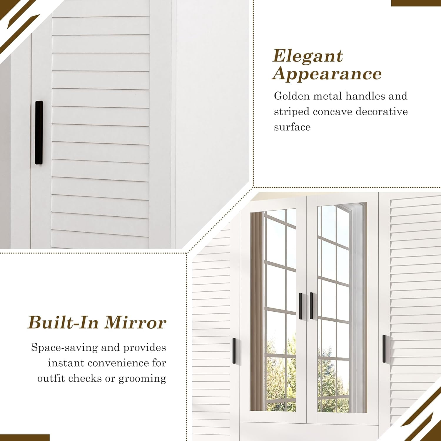 Blotout 70" Armoire Wardrobe Closet with Mirror & LED Lights, 4 Door Wardrobe Armoire with 2 Large Drawers, LED Wood Armoire Storage with Hanging Rods and Multi-Layer Shelves(White)