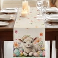 thumbnail image 3 of Spring Easter Sheep Table Runner, Colorful Eggs Floral Botanical Rustic Washable Cotton Linen Table Runners 48 Inches Long, Dresser Scarf Runner for Nightstand/Coffee/End Tables 13''x48'', 3 of 9