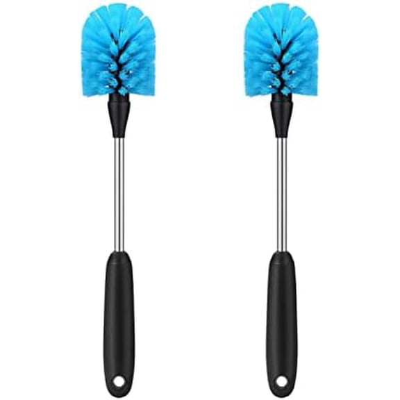 Stainless Steel Water Bottle Brush, Long Handle Scrubbing Brush, Built for Cleaning Sports Bottles, Baby Bottles, Cups, Coffee Mugs, Glasswares, Wine Decanters, Flask, 2 Pack, 13 in