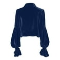 thumbnail image 5 of Velvet Tops for Women 2026 Spring Fashion Long Sleeve Button Down Lapel Collared Ruffle Casual Shirt Blouse Top, 5 of 5