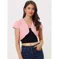 thumbnail image 2 of Cárdigan De Mezclilla Corto Casual Para Mujer Chaqueta De Mezclilla Con Manga Casquillo Y Corte Entallado rosa XL, 2 of 6
