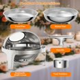 thumbnail image 3 of 6.3-quart round roll-top chafing dish buffet set con glass window, ideal para para party, wedding, banquet, y graduation event (silver), 3 of 8