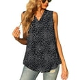 thumbnail image 4 of Uvplove Women's Summer Sleeveless Chiffon Tank Tops Loose Casual V Neck Shirt Black Dot S-2XL, 4 of 7