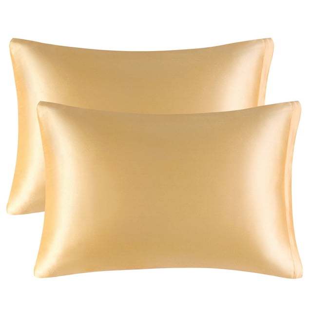 Unique Bargains Satin Pillowcases Zipper Closure 2pcs