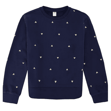 Gap Kids Girls Crew Sweatshirt (Navy Heart, XS 4/5)