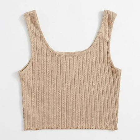 

Women Tops Solid Sleeveless Pullover Vest Tank Crop Shirts