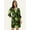 Black & Green, variant on DressBerry Women's Printed Poly Crepe Dress Casual Summer Long Puffed Sleeves Above Knee Length High Waist Square Neck Buttoned Front Western Style Light Weighted Straight Cut Short Dress