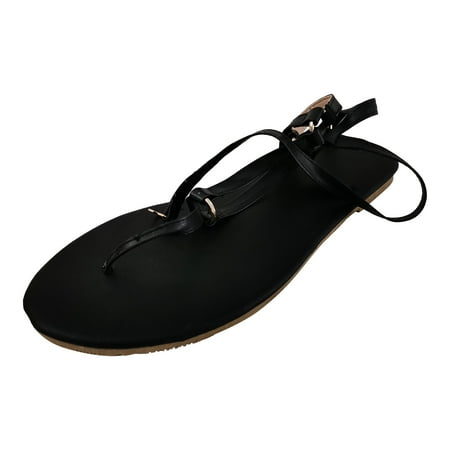 

ZMHEGW Women s European And American Fashion foreign Trade Sole Low Heel Buckle Lightweight Sandals