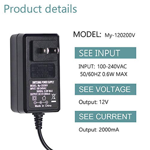 UL Certification DC12V2A Power Adapter Pack of 2 Switching Power Supply for 12V Surveillance Cameras 12V2A Power Adapter 2.1mm X 5.5mm Plug AC100-240V to DC12V Transformer 