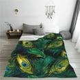 thumbnail image 4 of JUNZAN Peacock Feathers2 Print Flannel Fleece Blanket Throw Blanket for Bed,Sofa,Couch,Travel,Camping(80"x60" ), 4 of 5