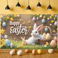 thumbnail image 5 of Bunny Design Easter Banner Easter Eggs Decor Happy Easter Display Floral Accents Spring Themed Easter Backdrop for Easter Party Family Gathering Photo Shoot, 5 of 9