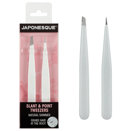 Japonesque Slanted & Pointed Stainless Steel Tweezers Natural Shimmer