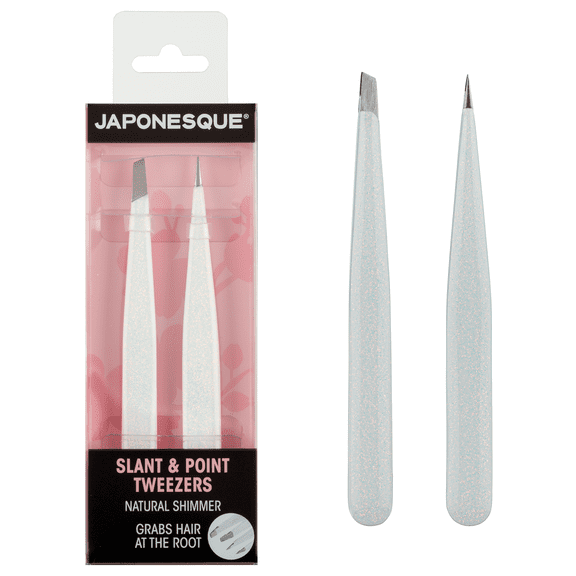 Japonesque Slanted & Pointed Stainless Steel Tweezers Natural Shimmer