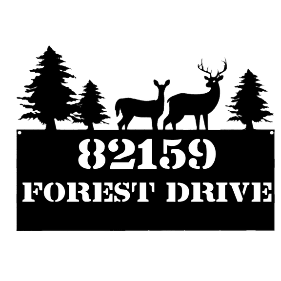 Deer Address Plaque - Metal Wall Art
