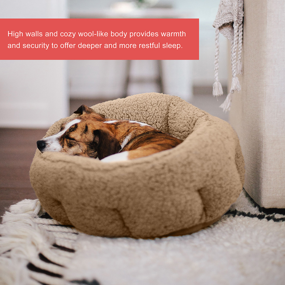 Best Friends By Sheri Deep Dish Sherpa Cuddler Cat Bed, Beige, Standard