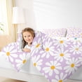thumbnail image 4 of Homewish Kawaii Groovy Girls Full Size Comforter Sets, Rustic Farmhouse Flower Bedding Comforter Set, Dreamy Purple Daisy Reversible Bedding Sets, Luxury Bedroom Decor, 3pcs, 4 of 8