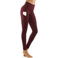 thumbnail image 2 of YYDGH Women's Yoga Pants Leggings with Pockets for Women High Waist Yoga Pants with Pockets Workout Leggings Tights Wine Red S, 2 of 4