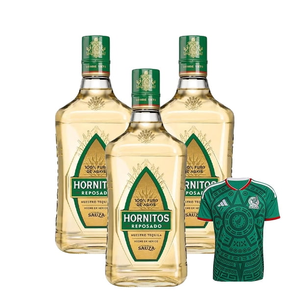 3 Tequila Sauza Hornitos Reposado 1 L + Jersey Verde