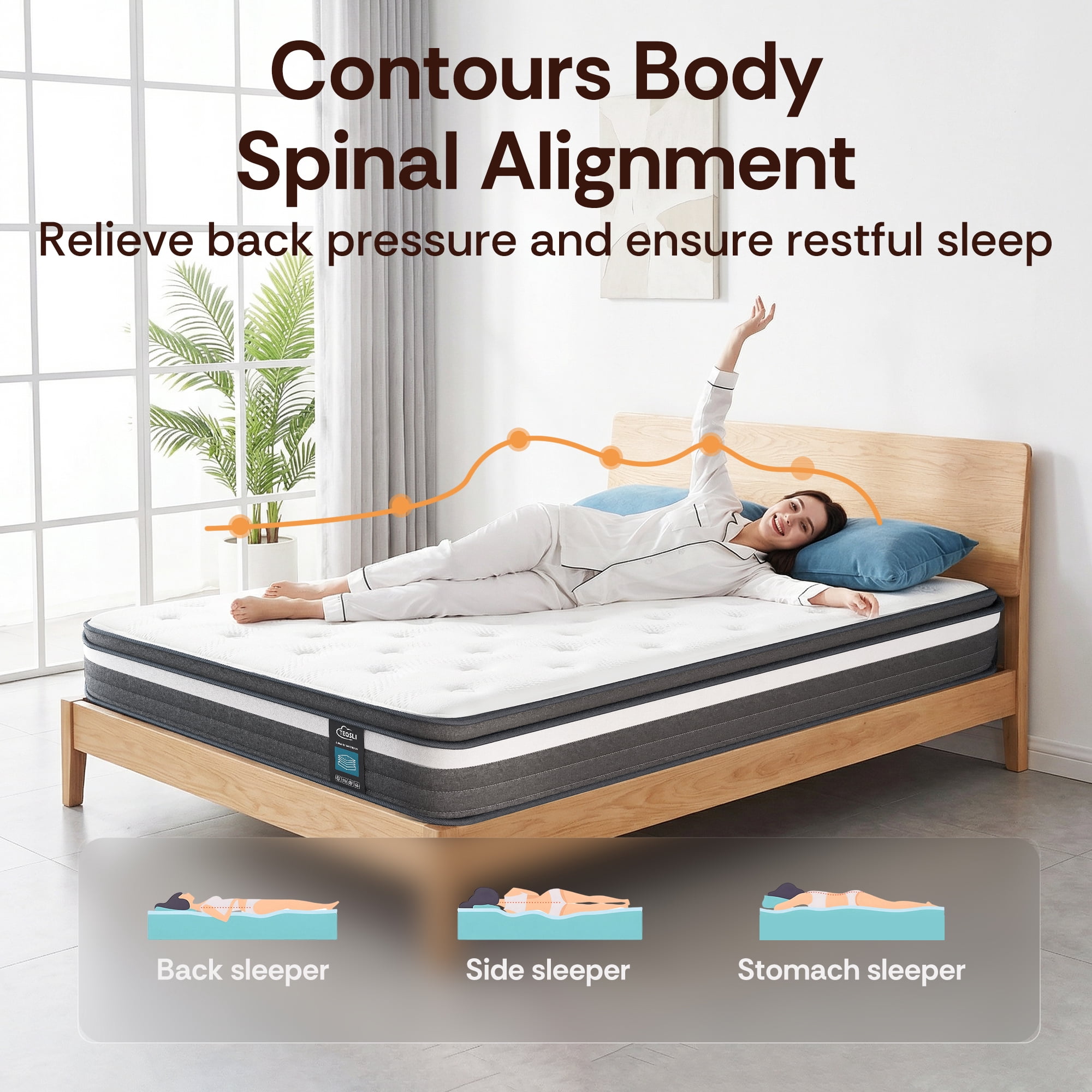 Spanspace 12" Twin Gel Memory Foam Hybrid Mattress with Pocket Springs, Medium Comfort, Pressure Relief and Motion Isolation, CertiPUR-US Certified, 100-Night Trial