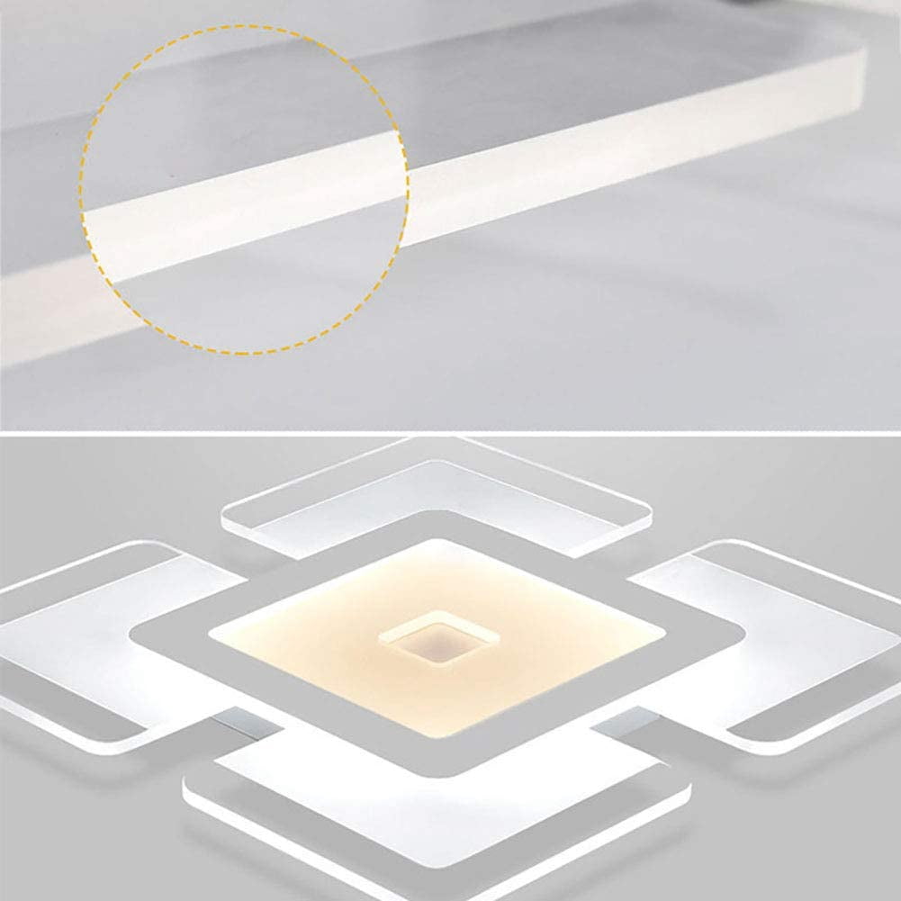LED Flush Mount Light Fixture, 16.5 Inch Square Acrylic Chandelier Close to Ceiling Light for Living Room Bedroom Dining Room