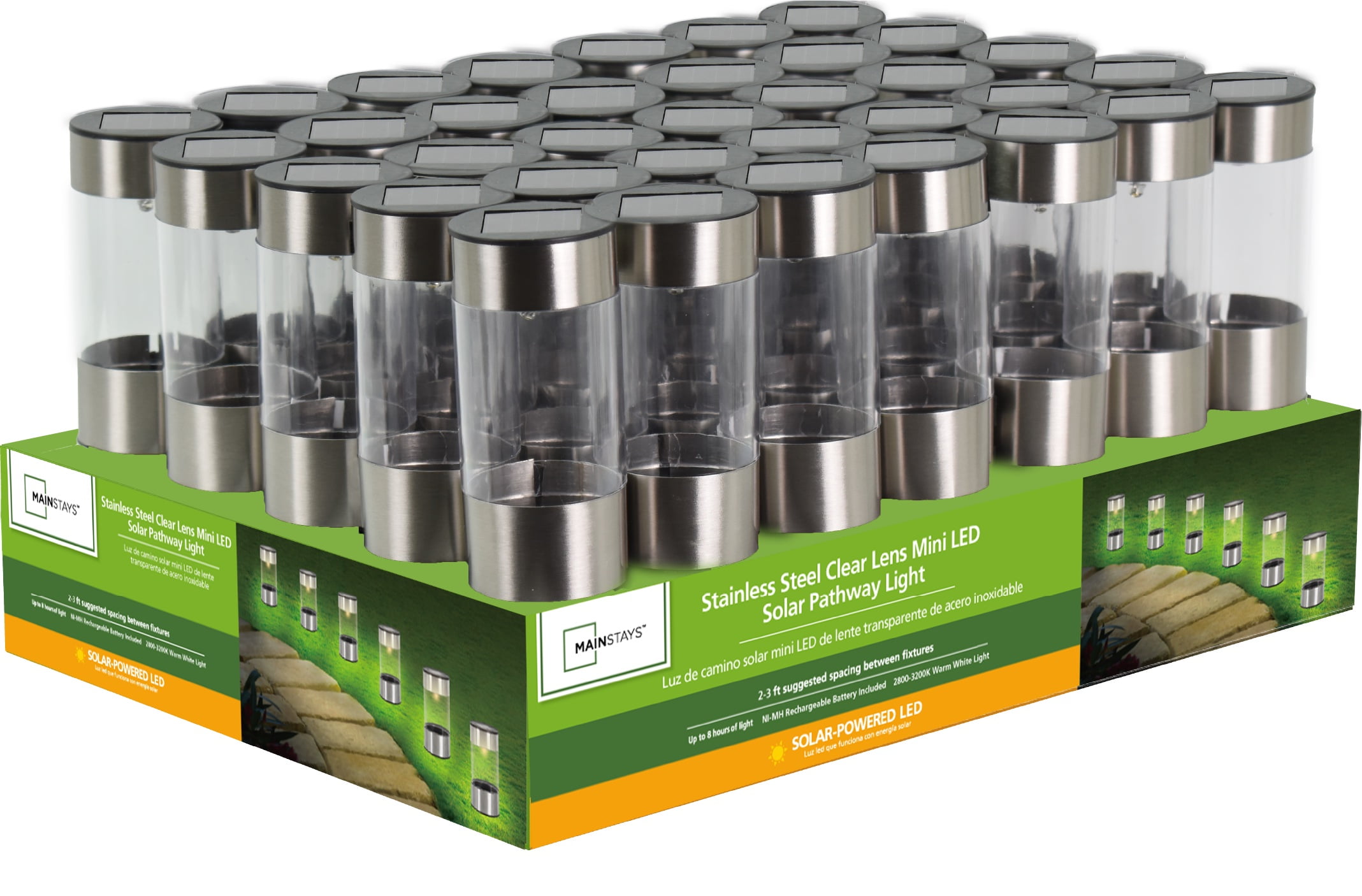 Mainstays Stainless Steel Solar Powered Mini Bollard Path Light