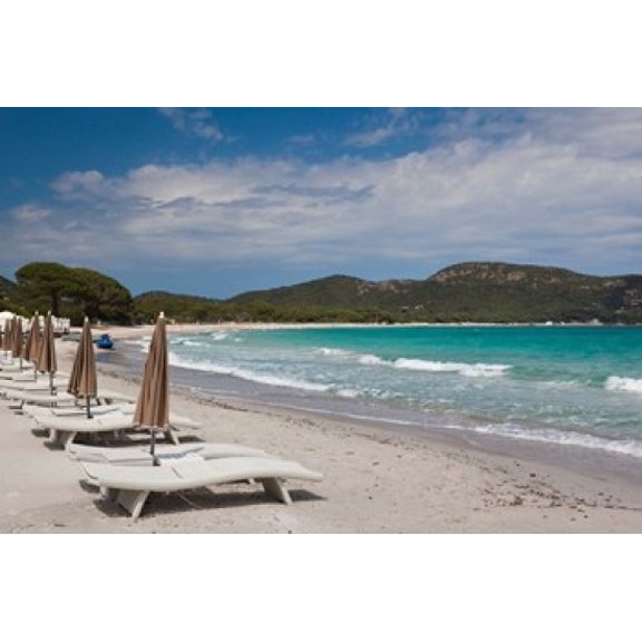 Beach Lounge Chairs Canvas Art - Walter Bibikow  DanitaDelimont (36 x 24)