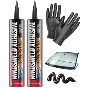 [2 Pack] Polyurethane Windshield Adhesive (310ml) &ndash; Quick-Curing, Weather-Resistant, Vertical/Overhead Use, Kit w/Gloves, Applicator Tip & Cartridge | Vehicle Parts