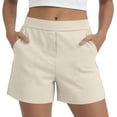 thumbnail image 3 of PIWHJQK Women Athletic Casual Shorts Women's Solid Casual Comfortable Mid Rising Shorts With Pockets Bottoms, 3 of 6