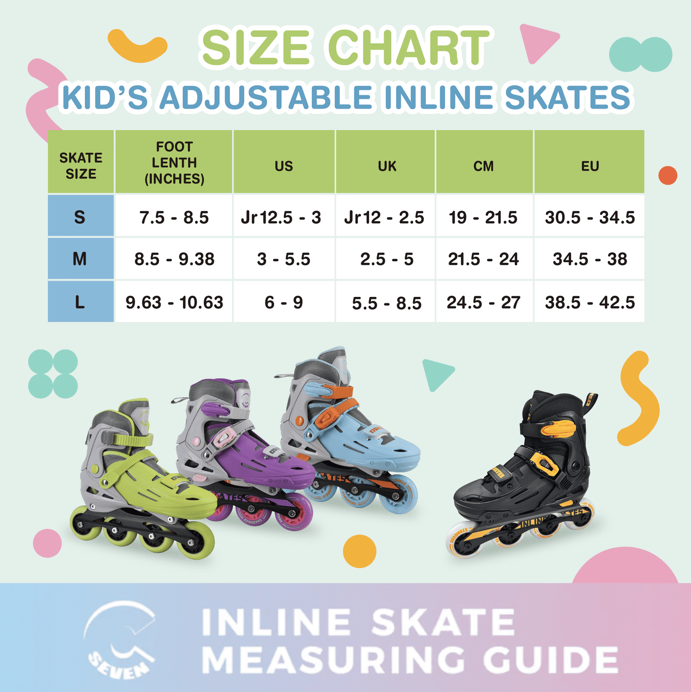 C7skates Adjustable Kids Inline Skates with Light Up Wheels (Falcon, Size M)