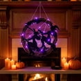 thumbnail image 7 of WWC Halloween Wreath, Purple LED Witch and Bats Wreath, Gothic Halloween Decorations Wreath for Front Door and Fireplace, Indoor Outdoor Party Decor, 7 of 7
