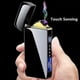 thumbnail image 3 of Electric Windproof Metal Lighter Double Arc Plasma Flameless Rechargeable USB Lighter LED Power Display Touch Sensor Lighter Color Horse, 3 of 5