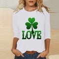 thumbnail image 2 of Diufon St Patrick's Day Shirts for Women Casual Shamrock Printed Plus Size 3/4 Sleeve V Neck Pullover Tops, 2 of 4
