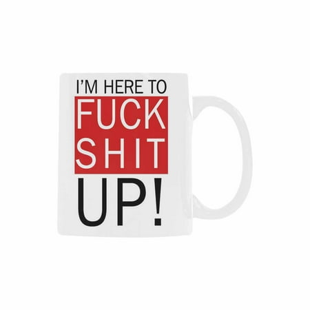 

SUNENAT Funny Quotes Ceramic White Coffee Mugs 15 Fl Oz I m Here Funny Mugs Cups