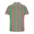thumbnail image 3 of LNWUY Mens Stripe Printed Pullover Classic Fit Turndown Collar Button Down Shirts Short Sleeve Summer Solid Color Casual Shirts Pink XXXL, 3 of 4