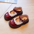 thumbnail image 4 of HAOTAGS Girls Princess Flats – Lace-Trimmed Soft Sole Casual Dress Shoes for Kids Wine Size 11.5 Little Kids, 4 of 8