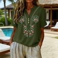 thumbnail image 6 of Embroidered Tops For Women Womens Summer Tops Gauze Shirts For Women Lightweight Linen Blouses For Women Summer Blouses For Women Womens Gauze Tops Linen Clothing For Women Peasant Blouse Green M, 6 of 9