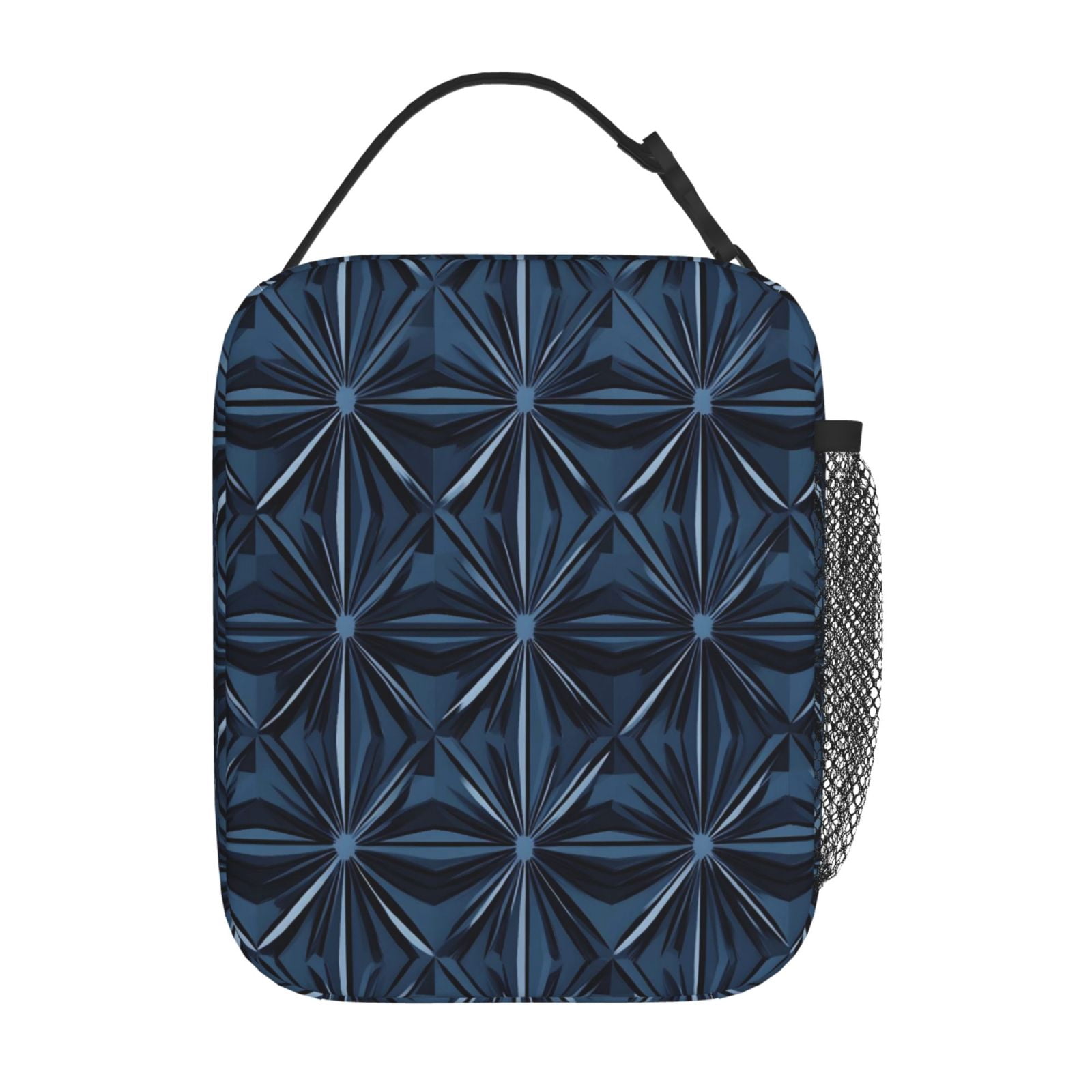 Lunch Bag For Women Men Insulated Portable Lunch Box Bento Box Office Picnic Travel Cooler Bag Midnightblue Geometric Patterns_1