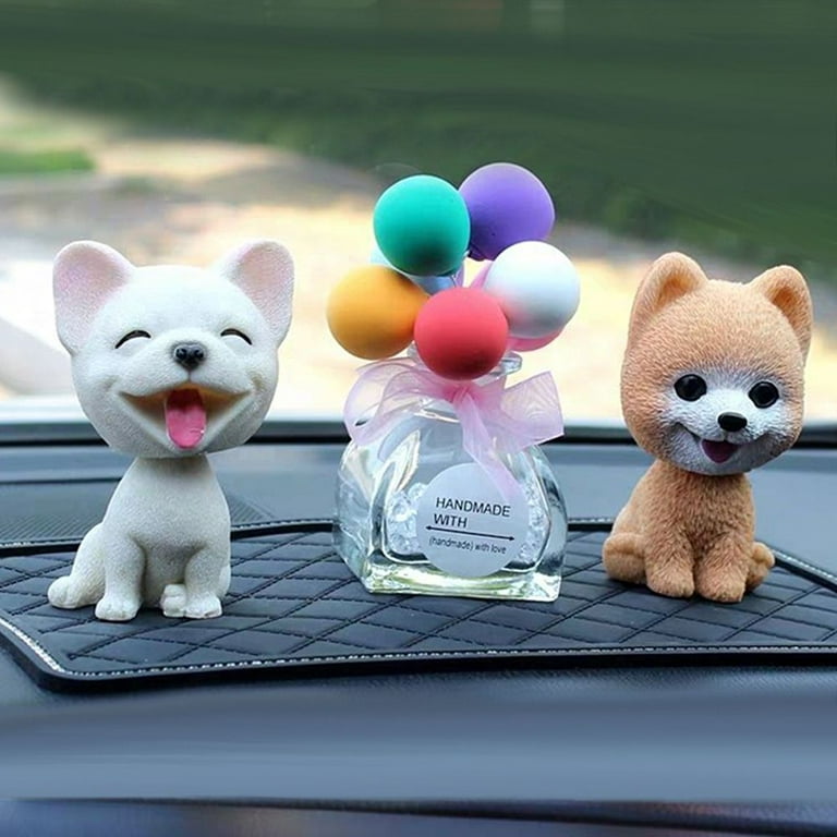 Handmade 9cm Husky Teddy Pomeranian Car Shake Head Dog Ornaments Cute  Nodding Decoration Gift for Car Interior Home Room Auto Accessories 