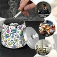 thumbnail image 4 of Yayeee Ashtray with Lid for Cigarette Smokeless Stainless Steel Home Ash Holder, Blue Doodle Pattern, 4 of 7
