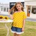 thumbnail image 4 of Fengqque Girl's off the Shoulder Tops Short Sleeve Loose Summer T Shirt Tops Polka Dot Print Cold Shoulder Tops Yellow-A 13-14 Years, 4 of 9