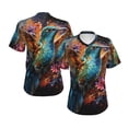 thumbnail image 6 of Womens Short Sleeve T Shirts Casual V Neck Tops Tee, Hummingbird Galaxy Art, 6 of 6